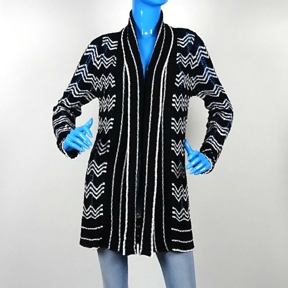 BCBGMaxAzria Open Front Chevron Cardigan M 8 10 - Picture 5 of 5